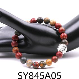 Dog's Paw Tarnish Alloy Picasso Stripe Agate Bracelet (Color: A05)