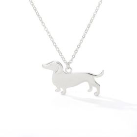 Stainless Steel Necklace Pet Puppy Shape Cute Dog Pendant (Color: Silver)