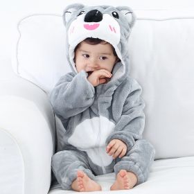 Baby Animal One-piece Pajamas Flannel Jumpsuit Children Cute Fleece Warm Thick Outer Wear Soft Spring Autumn Winter Zipper Kids (Color: Koala, size: Height 120cm)