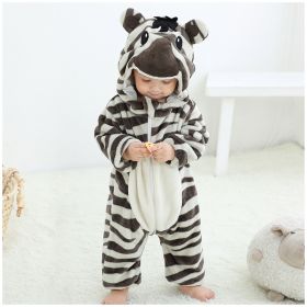 Baby Animal One-piece Pajamas Flannel Jumpsuit Children Cute Fleece Warm Thick Outer Wear Soft Spring Autumn Winter Zipper Kids (Color: Zebra, size: Height 90cm)