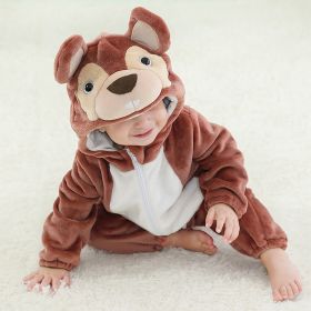 Baby Animal One-piece Pajamas Flannel Jumpsuit Children Cute Fleece Warm Thick Outer Wear Soft Spring Autumn Winter Zipper Kids (Color: Little Mouse, size: Height 90cm)