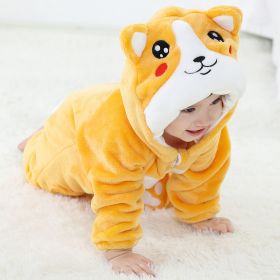 Baby Animal One-piece Pajamas Flannel Jumpsuit Children Cute Fleece Warm Thick Outer Wear Soft Spring Autumn Winter Zipper Kids (Color: Dog, size: Height 80cm)