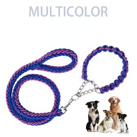 Eight-strand nylon braided dog collar leash dog chain impact blasting chain pet leash (Specification (L * W): L, colour: red)