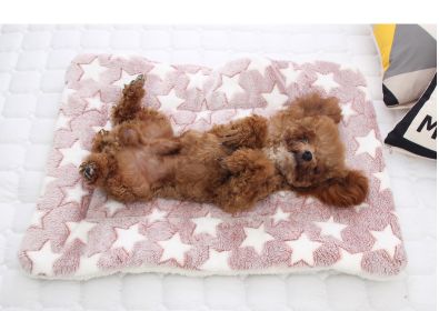 Cat dog sleeping mat warm thickened Sleeping pad blanket;  dog house warm mattress pet cushion (colour: Pink Polar Bear, size: No.3 49*32cm)