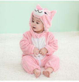 Baby Animal One-piece Pajamas Flannel Jumpsuit Children Cute Fleece Warm Thick Outer Wear Soft Spring Autumn Winter Zipper Kids (Color: Cat, size: Height 100cm)