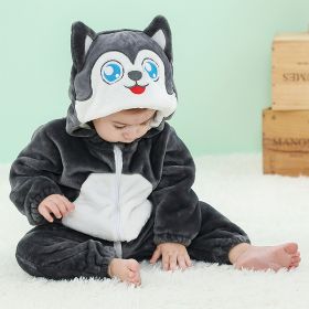 Baby Animal One-piece Pajamas Flannel Jumpsuit Children Cute Fleece Warm Thick Outer Wear Soft Spring Autumn Winter Zipper Kids (Color: Dog 4, size: Height 90cm)