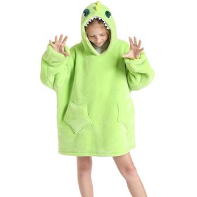 Children Hooded Animal Nightgown Flannel Blanket Fleece Warm Pajamas Cute Pullover Sweater Soft Comfortable Spring Autumn Winter (Color: dinosaur, size: One Size)