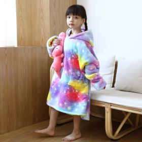 Children Hooded Animal Nightgown Flannel Blanket Fleece Warm Pajamas Cute Pullover Sweater Soft Comfortable Spring Autumn Winter (Color: 5, size: One Size)