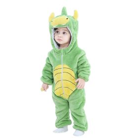 Kid Animal One-piece Pajamas Flannel Jumpsuit Children Cute Fleece Warm Thick Outdoor Wear Soft Spring Autumn Winter Zipper Baby (Color: green dinosaur, size: Height 80cm)