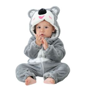 Kid Animal One-piece Pajamas Flannel Jumpsuit Children Cute Fleece Warm Thick Outdoor Wear Soft Spring Autumn Winter Zipper Baby (Color: Gray Koala, size: Height 110cm)