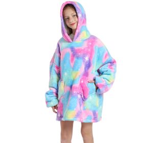 Children Hooded Animal Nightgown Flannel Blanket Fleece Warm Pajamas Cute Pullover Sweater Soft Comfortable Spring Autumn Winter (Color: 4, size: One Size)