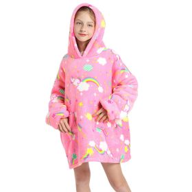 Children Hooded Animal Nightgown Flannel Blanket Fleece Warm Pajamas Cute Pullover Sweater Soft Comfortable Spring Autumn Winter (Color: 1, size: One Size)