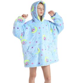 Children Hooded Animal Nightgown Flannel Blanket Fleece Warm Pajamas Cute Pullover Sweater Soft Comfortable Spring Autumn Winter (Color: Moon pony, size: One Size)