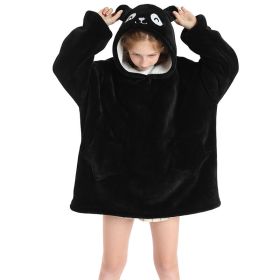 Children Hooded Animal Nightgown Flannel Blanket Fleece Warm Pajamas Cute Pullover Sweater Soft Comfortable Spring Autumn Winter (Color: Panda, size: One Size)