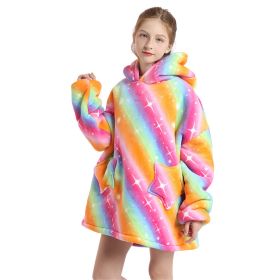 Children Hooded Animal Nightgown Flannel Blanket Fleece Warm Pajamas Cute Pullover Sweater Soft Comfortable Spring Autumn Winter (Color: 2, size: One Size)