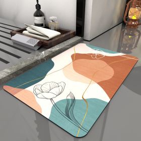 Super Absorbent Bath Rug Quick Drying Non-slip Bathroom Mat Bath Tub Side Area Floor Mats Diatomite Home Doormat Kitchen Carpet (Specification: 400MMx600MM, Color: Lotus)