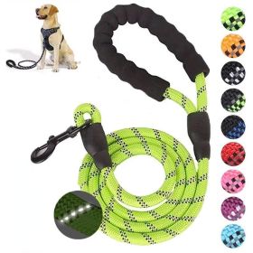 Pet Leash Reflective Strong Dog Leash 1.5M Long with Comfortable Padded Handle Heavy Duty Training Durable Nylon Rope Leashes (Color: green)