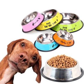 Pet Feeding Bowls Stainless Steel Non-slip Dog Bowl Durable Anti-fall Cat Puppy Feeder For Dogs Teddy Golden Retriever (Color: pink)