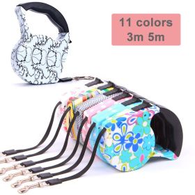 3m 5m Retractable Dog Leash 11 Colors Fashion Printed Puppy Auto Traction Rope Nylon Walking Leash for Small Dogs Cats Pet Leads (Color: color 8, size: 5m)