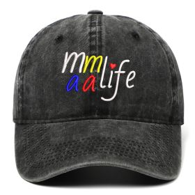 DAD MOM letter embroidered wash baseball cap outdoor sports wash cotton sunshade cap (colour: MAMALIFE BLACK, size: One size fits all)