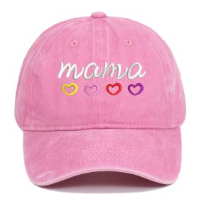 DAD MOM letter embroidered wash baseball cap outdoor sports wash cotton sunshade cap (colour: Mama pink, size: One size fits all)