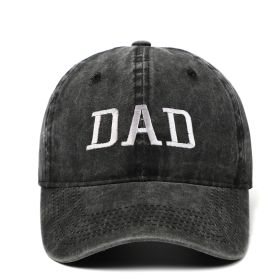 DAD MOM letter embroidered wash baseball cap outdoor sports wash cotton sunshade cap (colour: DAD black wash, size: One size fits all)