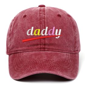 DAD MOM letter embroidered wash baseball cap outdoor sports wash cotton sunshade cap (colour: Daddy wine red, size: One size fits all)