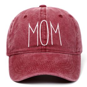 DAD MOM letter embroidered wash baseball cap outdoor sports wash cotton sunshade cap (colour: claret, size: One size fits all)