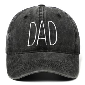 DAD MOM letter embroidered wash baseball cap outdoor sports wash cotton sunshade cap (colour: black, size: One size fits all)