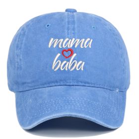 DAD MOM letter embroidered wash baseball cap outdoor sports wash cotton sunshade cap (colour: Mamababa blue, size: One size fits all)