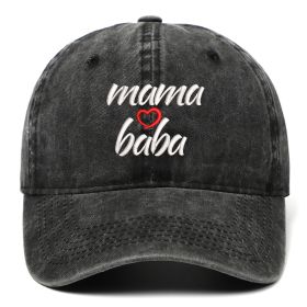 DAD MOM letter embroidered wash baseball cap outdoor sports wash cotton sunshade cap (colour: Mamababa black, size: One size fits all)