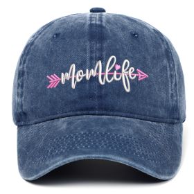 DAD MOM letter embroidered wash baseball cap outdoor sports wash cotton sunshade cap (colour: Mamalife navy, size: One size fits all)