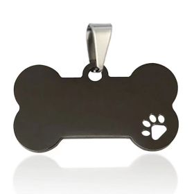 Stainless Steel Bone Shaped Pendant For Cat Collars; Metal Pendant For Pet Necklace; Pet Supplies (Color: black, size: M)