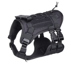 Tactical Dog Harness For Small Medium Large Dog; Dog Harness Vest With Soft Padded And D-Ring Collar (Color: black, size: L)