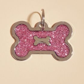 Metal Pet ID Tags With Pink Bone Shape For Dogs & Cats (Color: pink, size: 1 peice)