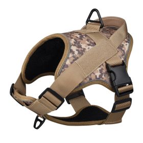 Dog Harness; large dog training tactical chest strap; K9 pet chest strap; vest type reflective dog rope; explosion-proof impulse traction (Specification (L * W): L, colour: Blue camouflage)