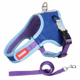 dog Harnesses and dog leash set; Suede Pet Chest Strap Saddle Vest Style Dog Chest Back Reflective Dog Strap Dog Rope Wholesale (Specification (L * W): XL, colour: Blue)