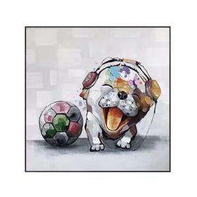 Cute Dog Baby Graffiti Oil Painting Abstract Art Animal Pet Canvas Posters Wall Pictures for Living Room Home Decoration (size: 70x70cm)