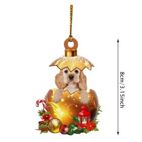 Christmas Cute Eggshell Dog 2D Acrylic Pendant, Unique Home and Christmas Tree Decoration (Color: color3)