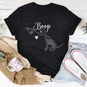 Boop Cute Dog T-Shirt (Color: Black Heather, size: S)