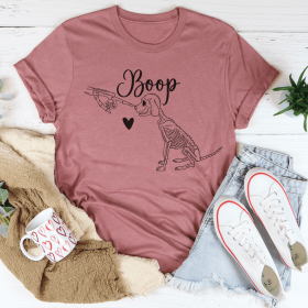 Boop Cute Dog T-Shirt (Color: Mauve, size: L)