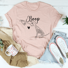 Boop Cute Dog T-Shirt (Color: Heather Prism Peach, size: M)