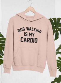 Dog Walking Is My Cardio Hoodie (Color: Heather Prism Peach, size: large)