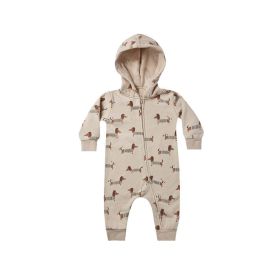 Baby Cartoon Dog Print Pattern Zipper Front Design Quality Warm Jumpsuit (Size/Age: 80 (9-12M), Color: Beige)