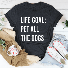 Life Goal Pet All The Dogs T-Shirt (Color: Dark Grey Heather, size: L)