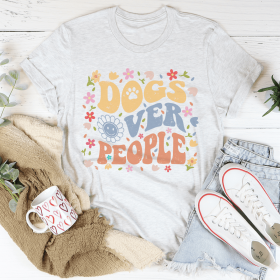 Dogs Over People T-Shirt (Color: Ash, size: M)