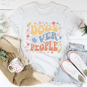 Dogs Over People T-Shirt (Color: Ash, size: S)