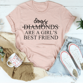 Dogs Are A Girl's Best Friend T-Shirt (Color: Heather Prism Peach, size: M)