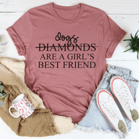 Dogs Are A Girl's Best Friend T-Shirt (Color: Mauve, size: XL)