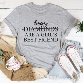 Dogs Are A Girl's Best Friend T-Shirt (Color: Athletic Heather, size: XL)